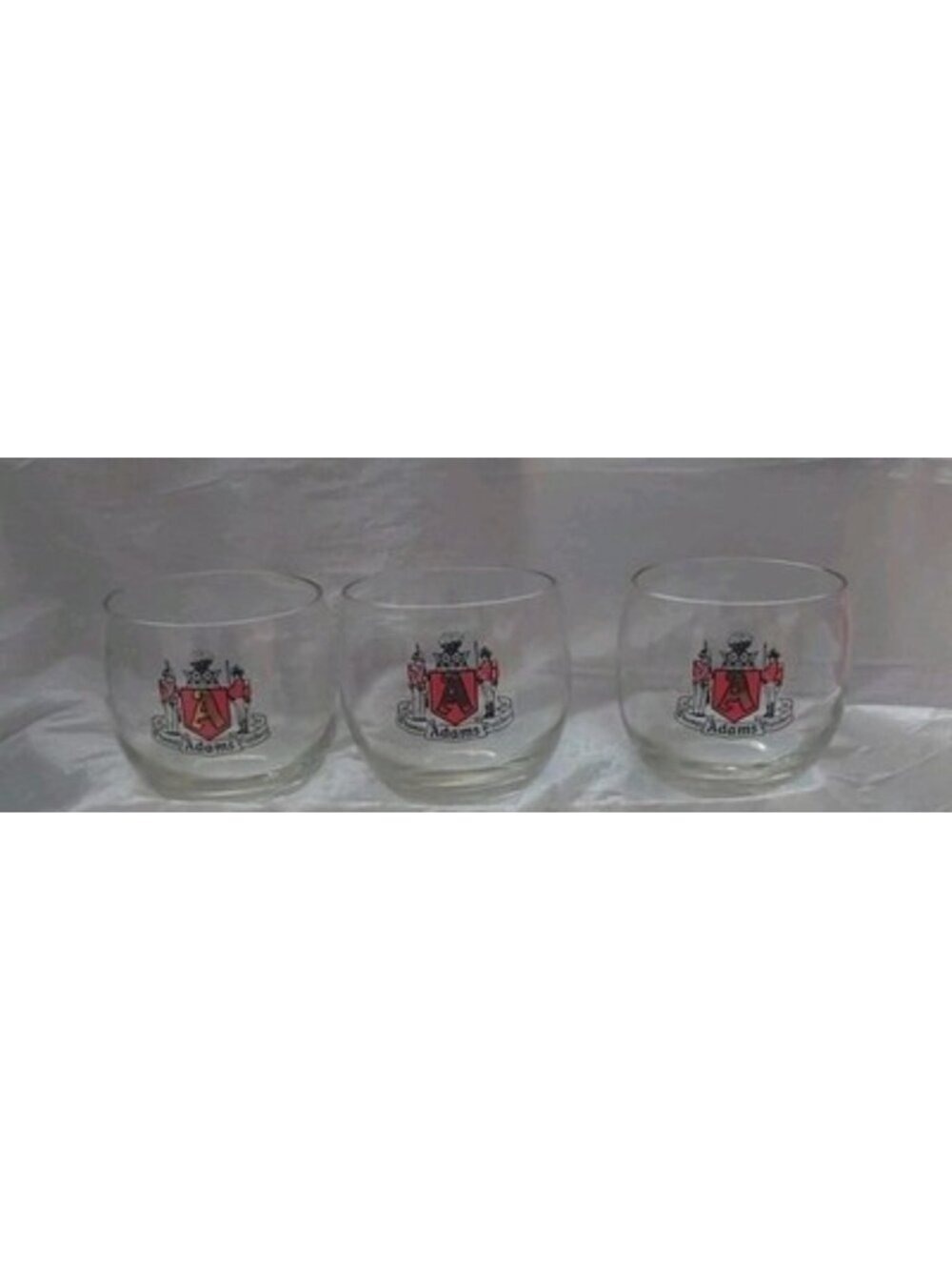 Vintage Thomas Adams Distillery Roly Poly Glasses - Set of 3 MCM Canadian Whisky